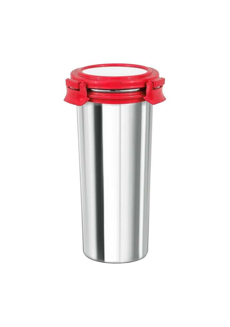 SIGNORA WARE Signoraware Lock N Store Stainless Steel Round Tumbler | 500 ml | 16.9 fl oz | Leak Proof - Indya