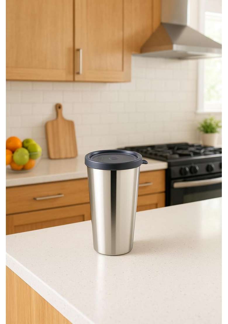 Pigeon Vibe Stainless Steel Glass Tumbler with Leak-Proof Lid | 400 ml | 13.5 fl oz | 2-Piece Set - Indya