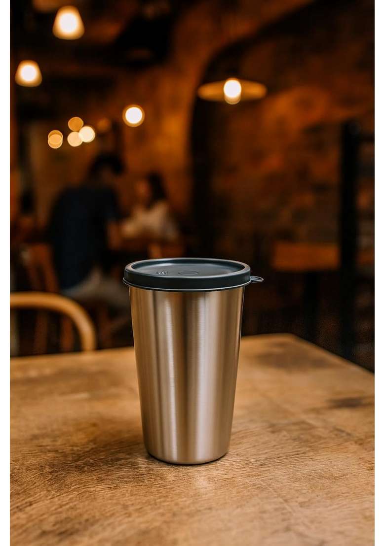 Pigeon Vibe Stainless Steel Glass Tumbler with Leak-Proof Lid | 400 ml | 13.5 fl oz | 2-Piece Set - Indya