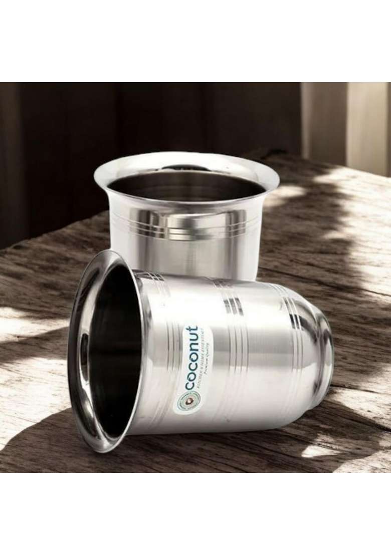 coconut Stainless Steel Multicolour Water Glass Tumbler Set | 250 ml | 8.5 fl oz | 6-Piece Set - Indya