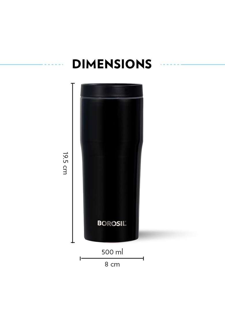 Borosil Hike Stainless Steel Flask Tumbler | 500 ml | 16.9 fl oz | Leak Proof | Insulated - Indya