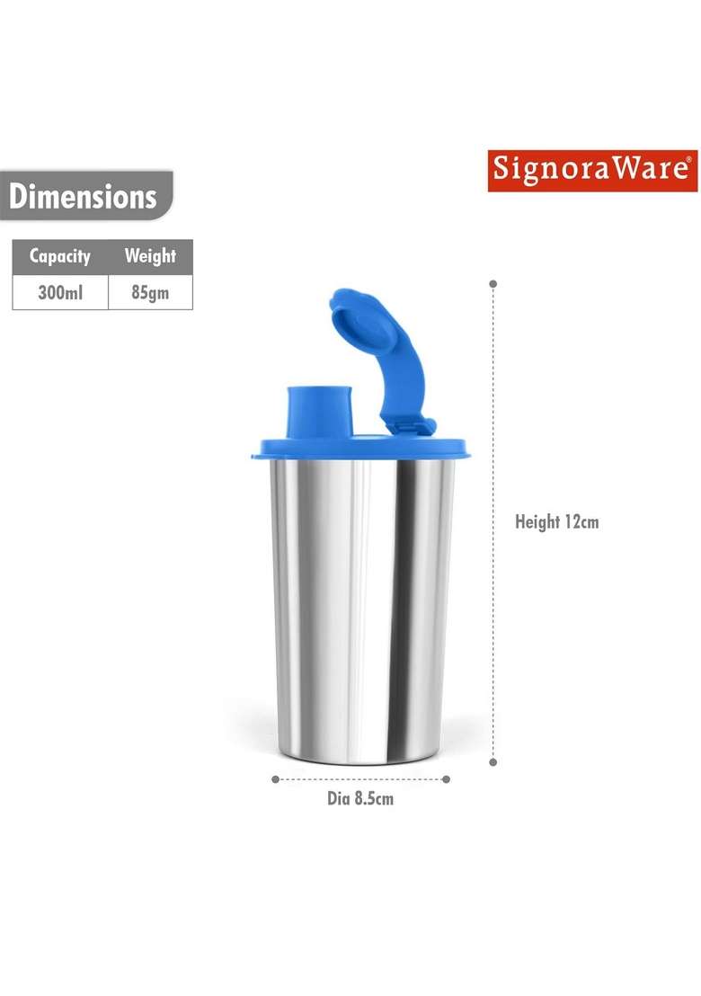 SIGNORA WARE SignoraWare Mini Stylish Stainless Steel Sipper | 300 ml | 10.1 fl oz | Leak Proof - Indya