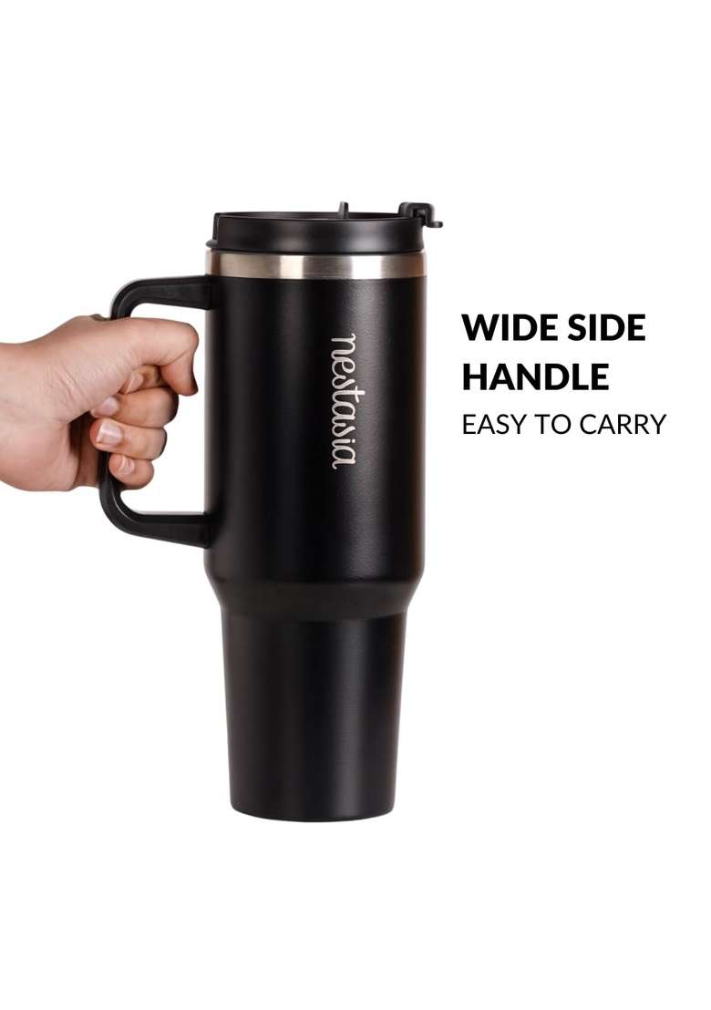Nestasia GripSip40 Tumbler with Straw and Side Handle | 1.2 L | 1.3 Qt | Leak Proof | Insulated - Indya