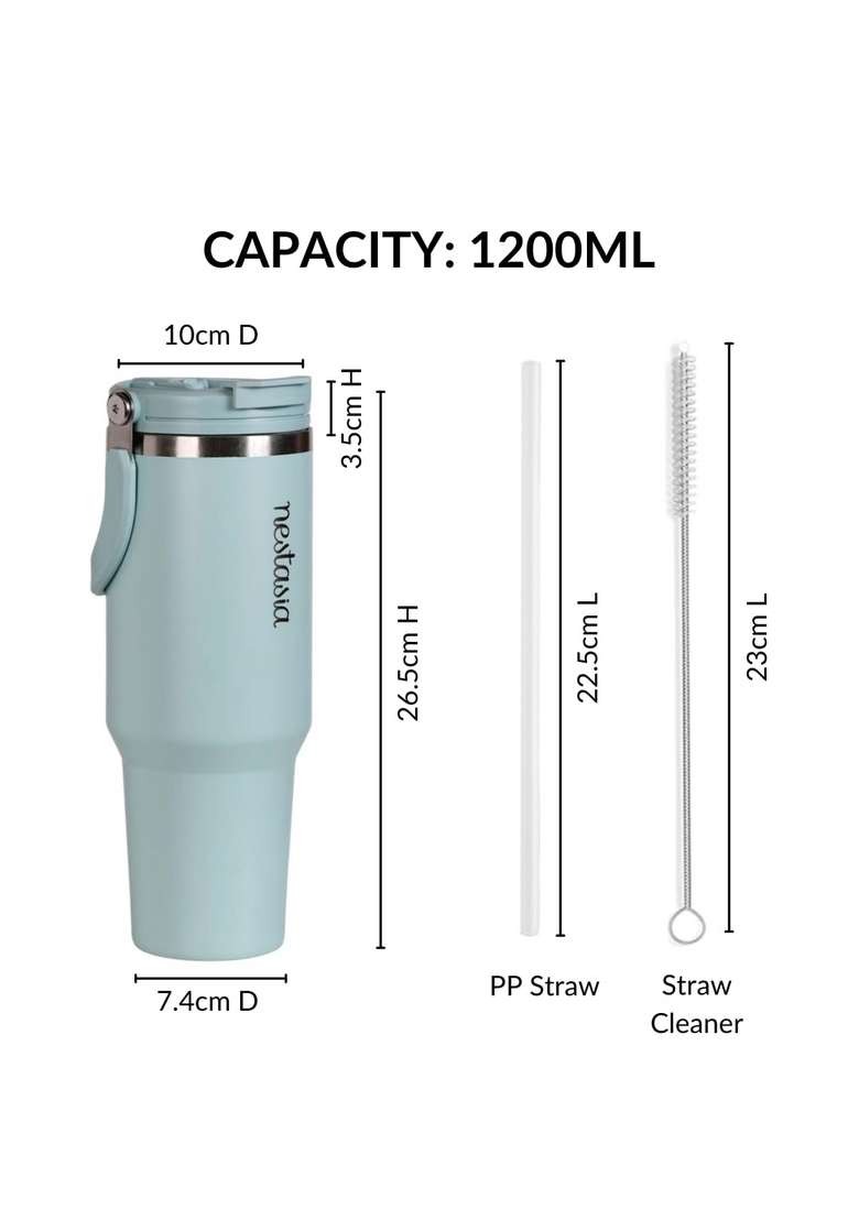 Nestasia PickSip40 Tumbler with Straw and Top Handle | 1.2 L | 1.3 Qt | Leak Proof | Insulated - Indya
