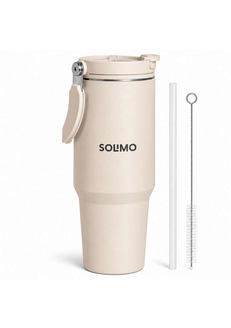 Solimo Tumbler with Straw and Top Handle | 1.2 L | 1.3 Qt | Leak Proof | Insulated - Indya
