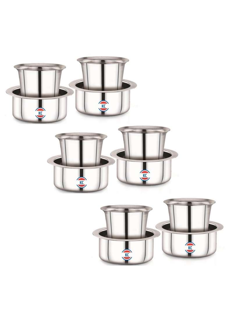 KC Stainless Steel Dabara Set | 200 ml | 6.8 fl oz | 6-Piece Set - Indya
