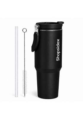 Shopsidex Tumbler with Straw and Top Handle | 1.2 L | 1.3 Qt | Leak Proof | Insulated