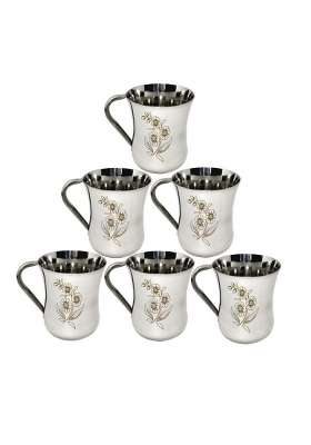 KC Stainless Steel Tea Coffee Cup | 200 ml | 6.8 fl oz | 6-Piece Set