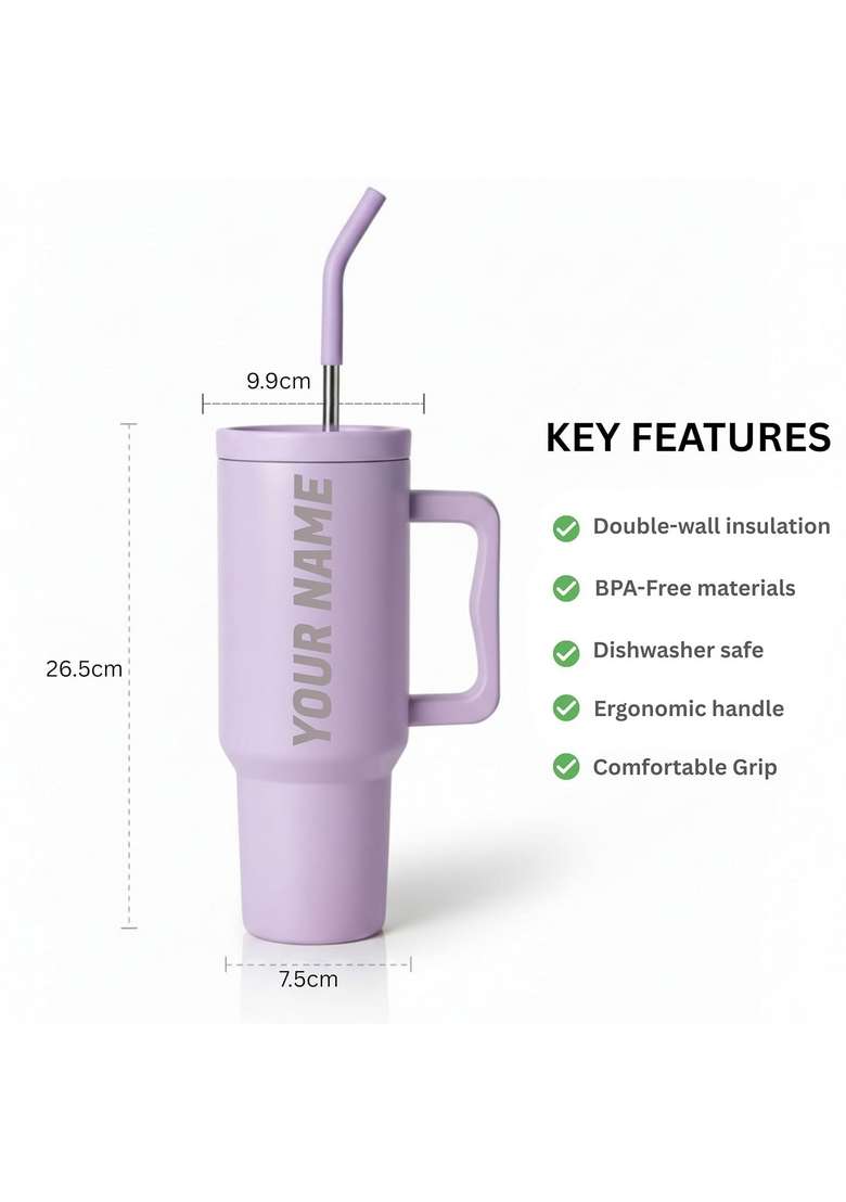 Speedex Customized Name Insulated Stainless Steel Tumbler with Handle | 1.2 L | 1.3 Qt | Leak Proof - Indya