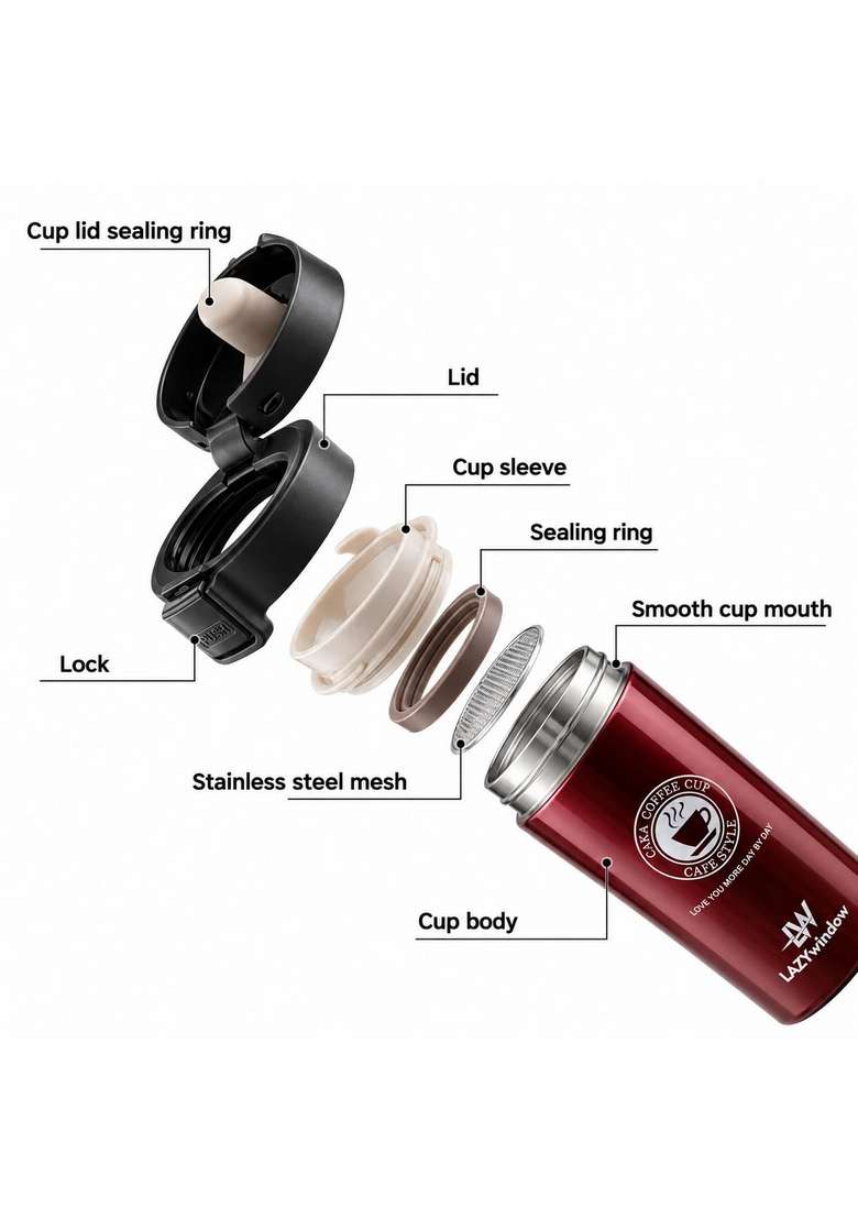 LAZYwindow Stainless Steel Coffee Mug | 400 ml | 13.5 fl oz | Leak Proof | Insulated - Indya