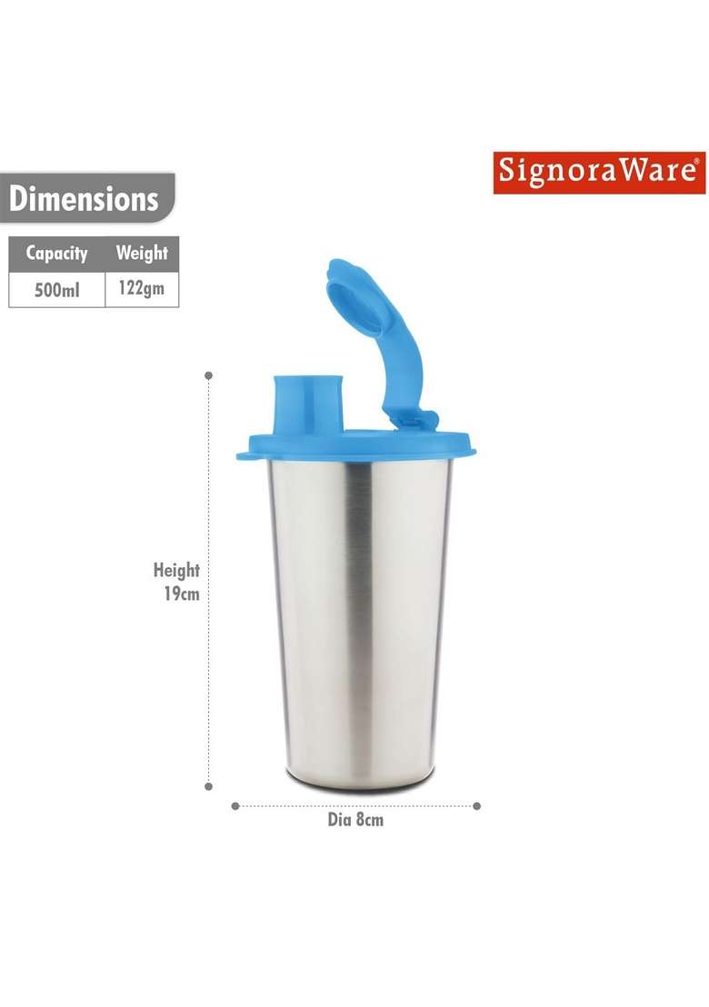 SIGNORA WARE SignoraWare Stainless Steel Stylish Sipper | 500 ml | 16.9 fl oz | Leak Proof - Indya