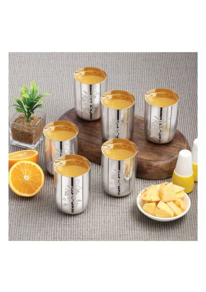 neelam Stainless Steel Laser Royal Glass | 300 ml | 10.1 fl oz - Indya