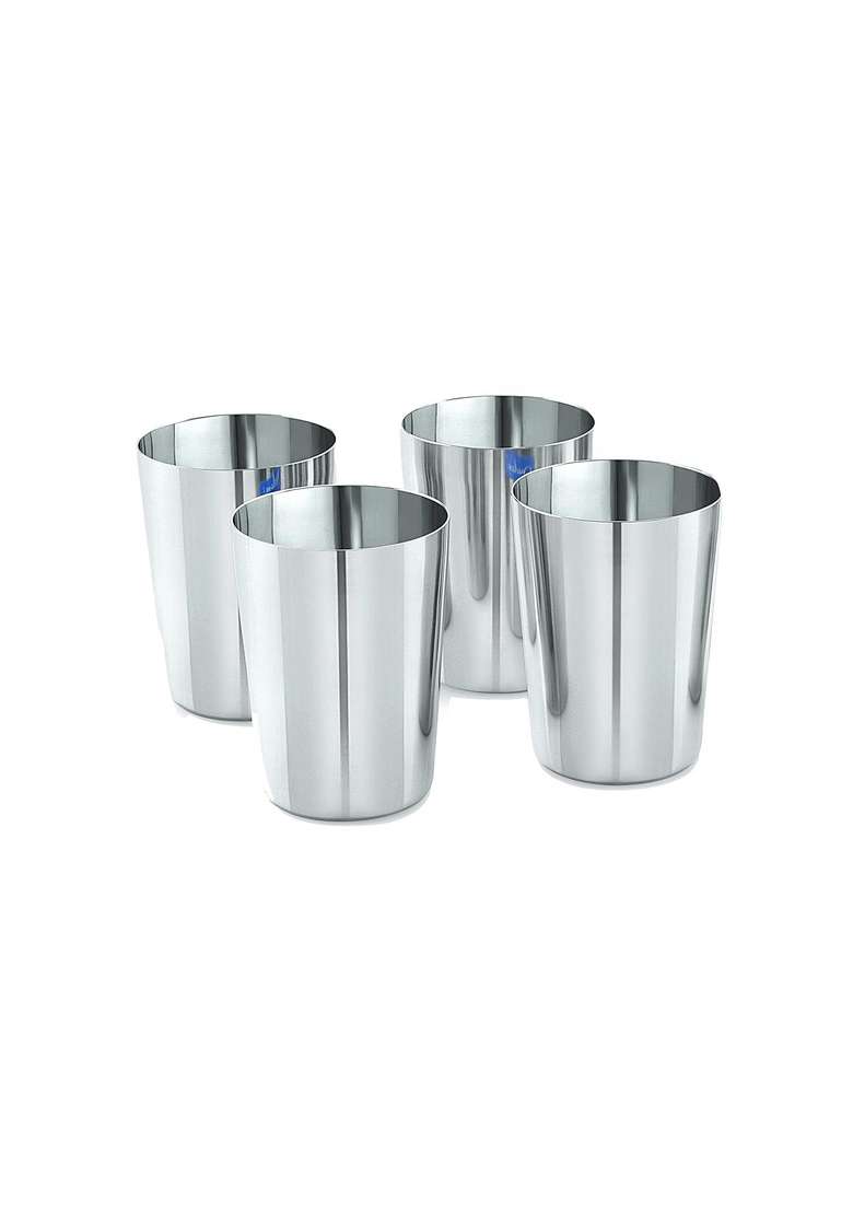 neelam Stainless Steel Glass Set | 300 ml | 10.1 fl oz | 4-Piece Set - Indya