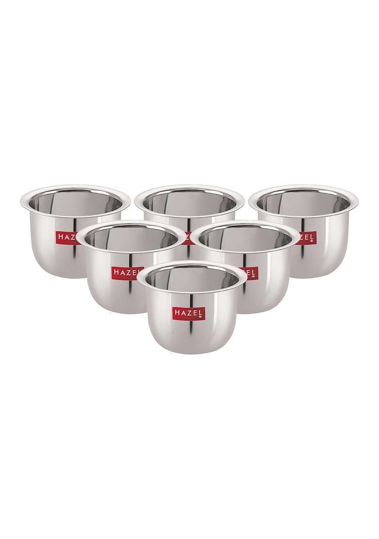 HAZEL Stainless Steel Tea Glasses Mini Traditional Design Coffee Milk Serving Glass | 100 ml | 3.4 fl oz | 8 cm | 3.1 Inch | 6-Piece Set - Indya