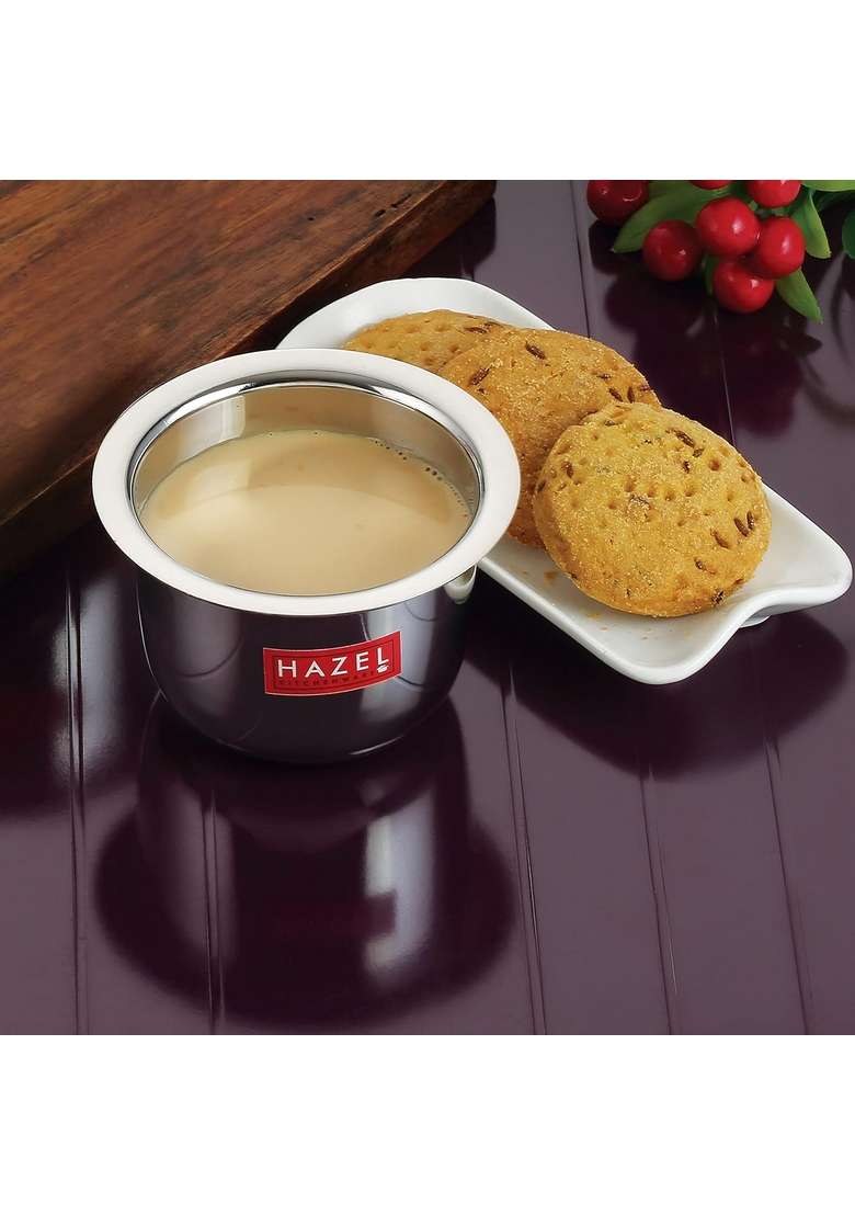 HAZEL Stainless Steel Tea Glasses Mini Traditional Design Coffee Milk Serving Glass | 100 ml | 3.4 fl oz | 8 cm | 3.1 Inch | 6-Piece Set - Indya