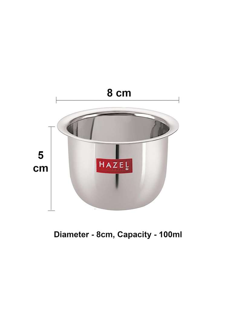 HAZEL Stainless Steel Tea Glasses Mini Traditional Design Coffee Milk Serving Glass | 100 ml | 3.4 fl oz | 8 cm | 3.1 Inch | 6-Piece Set - Indya