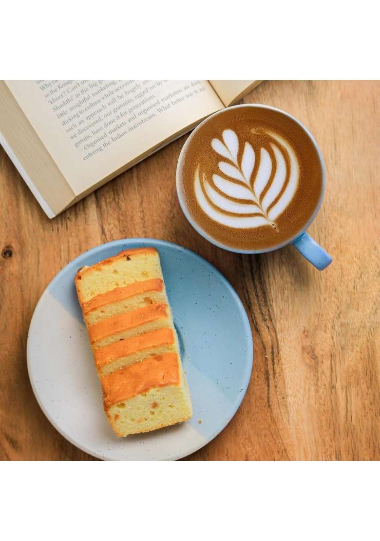 The Earth Store TT Blue Ceramic Cappuccino Coffee Cup with Saucer | 250 ml | 8.5 fl oz | Dishwasher Safe | Microwave Safe - Indya