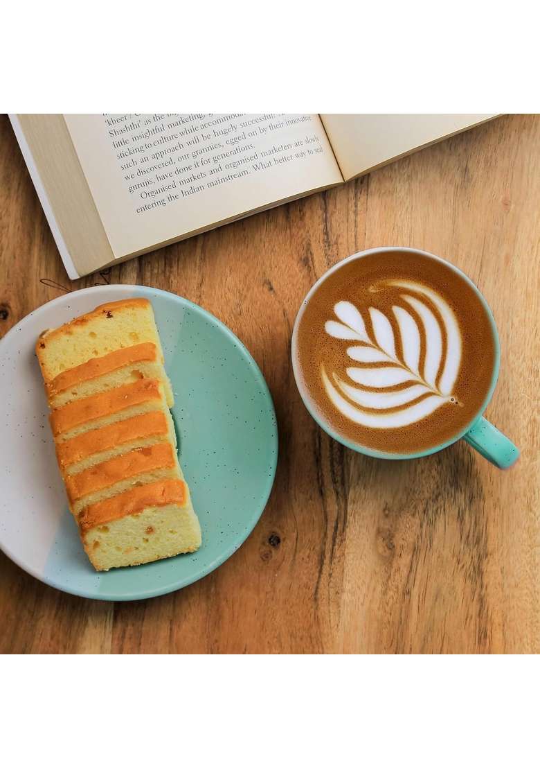 The Earth Store TT Green Ceramic Cappuccino Coffee Cup with Saucer | 250 ml | 8.5 fl oz | Dishwasher Safe | Microwave Safe - Indya