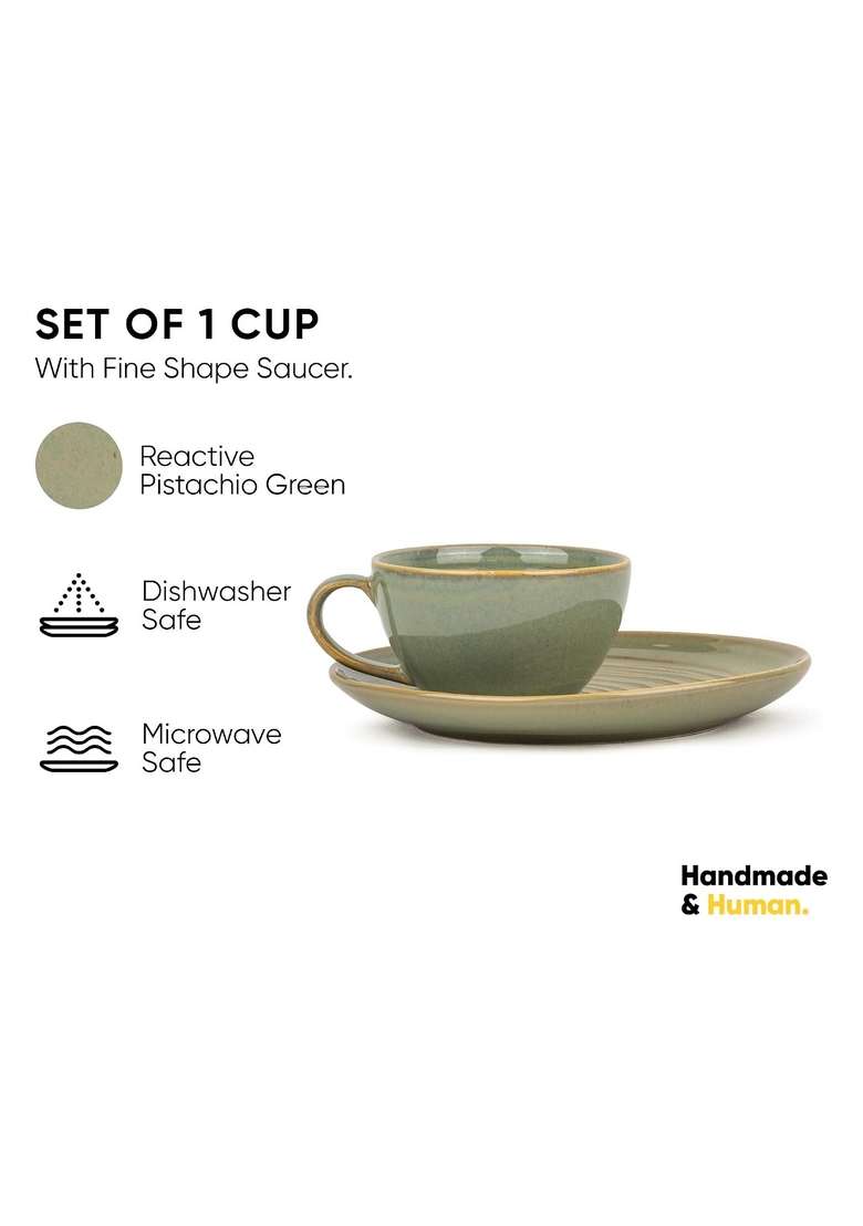 Shay Coffee Cup Saucer Set | 250 ml | 8.5 fl oz | Microwave Safe - Indya
