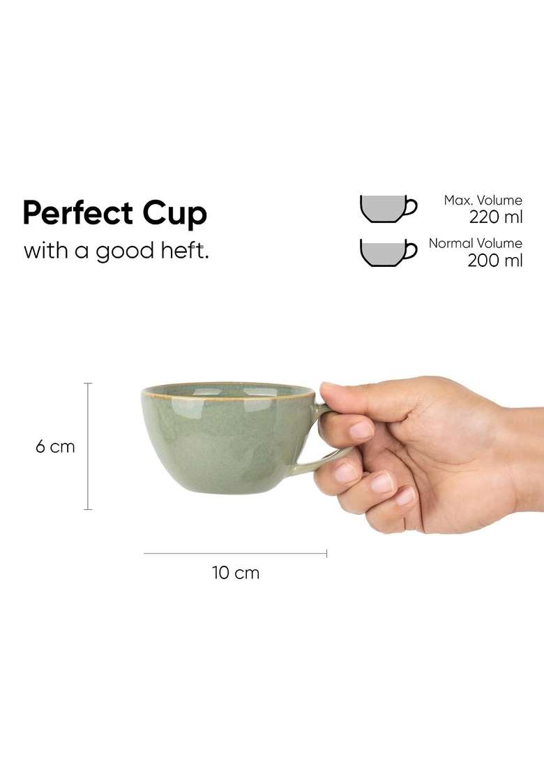 Shay Coffee Cup Saucer Set | 250 ml | 8.5 fl oz | Microwave Safe - Indya
