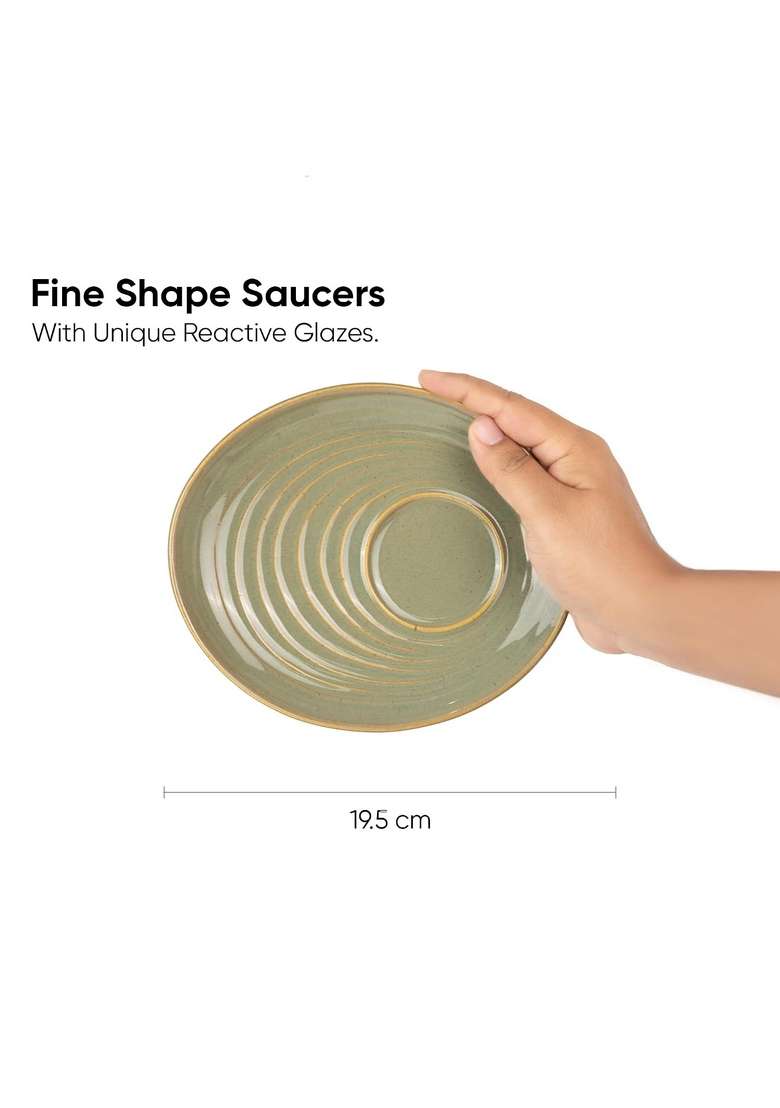Shay Coffee Cup Saucer Set | 250 ml | 8.5 fl oz | Microwave Safe - Indya