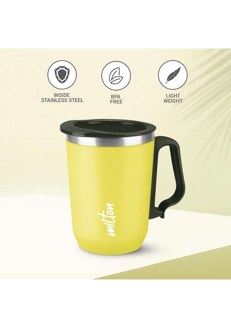 MILTON Cool Touch Coastal Coffee Mug 350 Double Walled Inner Stainless Steel Tea Mug | 300 ml | 10.1 fl oz - Indya