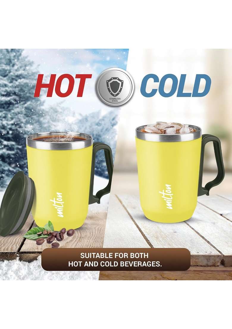 MILTON Cool Touch Coastal Coffee Mug 350 Double Walled Inner Stainless Steel Tea Mug | 300 ml | 10.1 fl oz - Indya