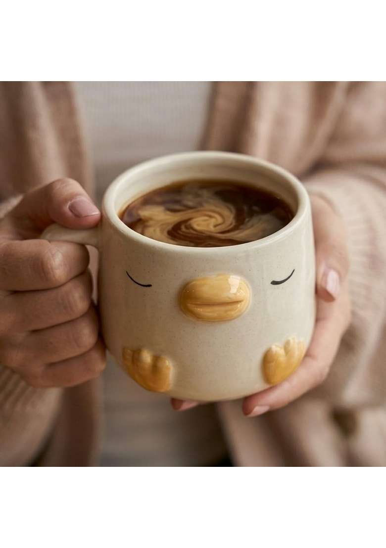 Femora Cute Ceramic Duck Face Coffee Mug | 350 ml | 11.8 fl oz - Indya