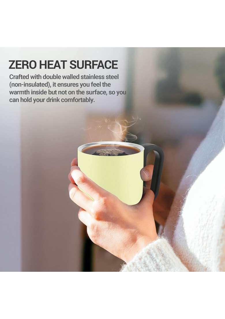 MILTON Harbor Coffee Mug 300 Double Walled Non | 300 ml | 10.1 fl oz | Insulated | With Lid - Indya