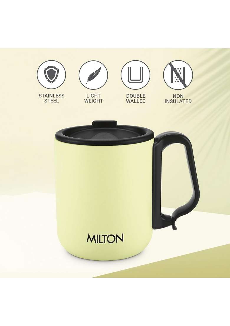 MILTON Harbor Coffee Mug 300 Double Walled Non | 300 ml | 10.1 fl oz | Insulated | With Lid - Indya