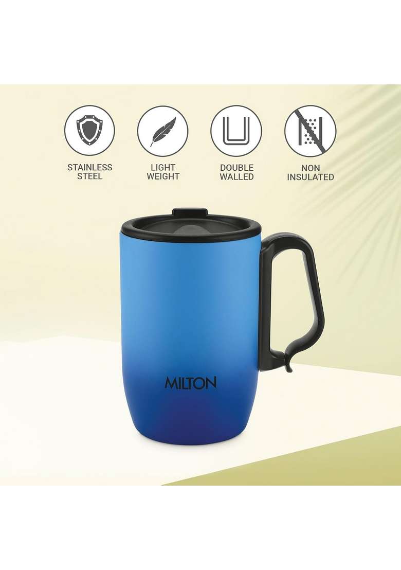 MILTON Horizon Coffee Mug 350 Double Walled Non | 350 ml | 11.8 fl oz | Insulated | With Lid - Indya