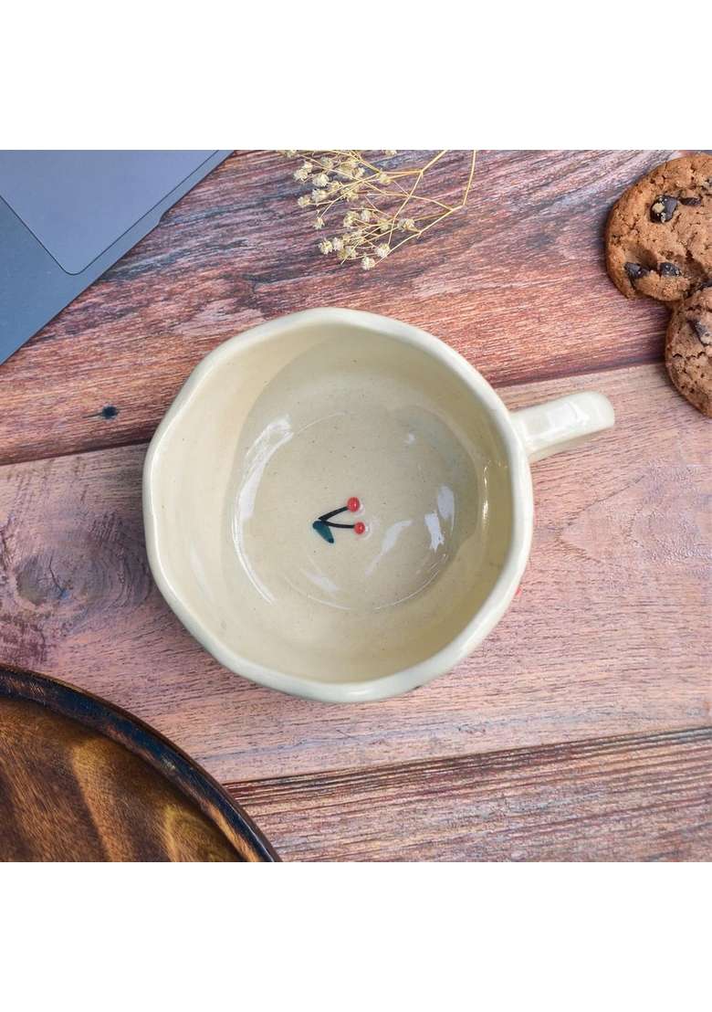 QSHI Studio Soup and Coffee Mug Merry Cherry Tea Cup | 350 ml | 11.8 fl oz - Indya