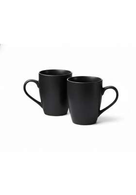 Femora Classic Black Matte Ceramic Coffee Mug | 300 ml | 10.1 fl oz | 2-Piece Set