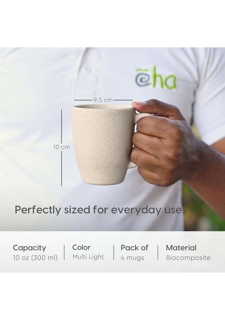 Eha Earth-Friendly Classic Coffee Mug Made with Rice Husk | 300 ml | 10.1 fl oz - Indya