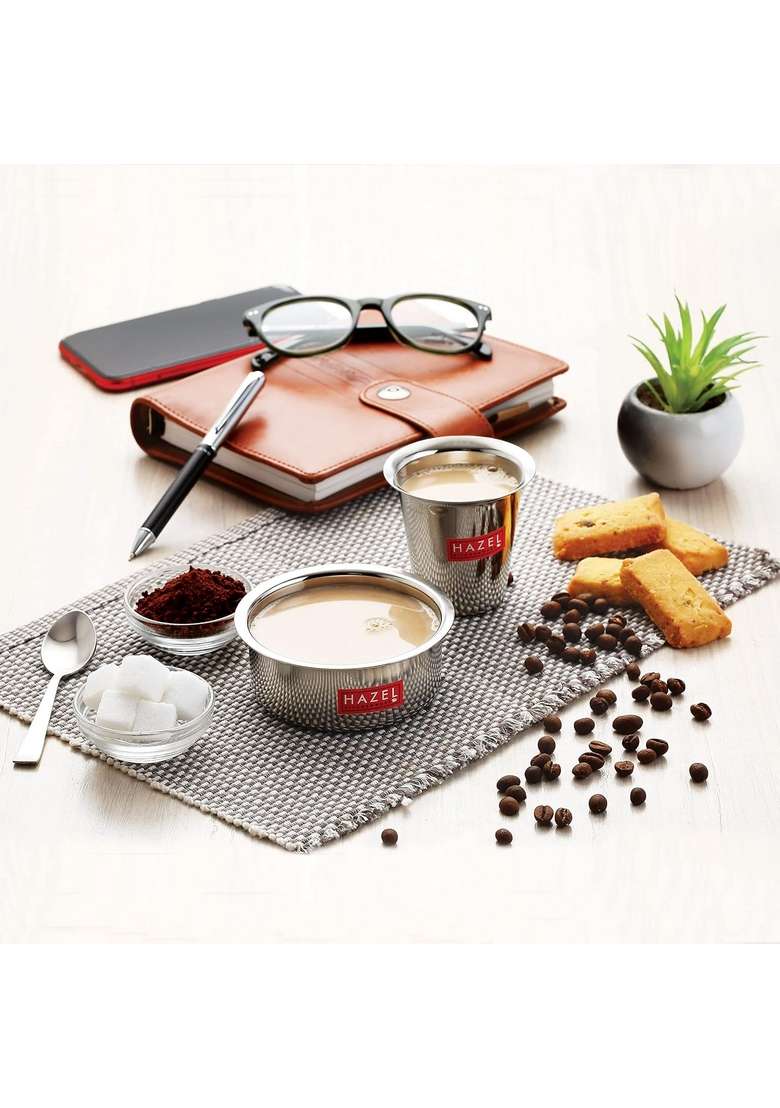HAZEL Stainless Steel Mini Tumbler Milk Tea Coffee South Traditional Serving | 2-Piece Set - Indya