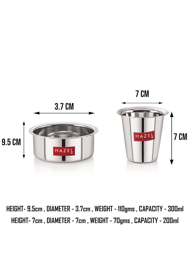 HAZEL Stainless Steel Mini Tumbler Milk Tea Coffee South Traditional Serving | 2-Piece Set - Indya