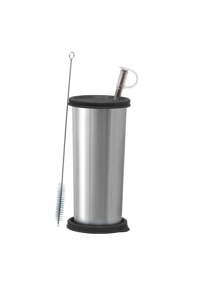 SIGNORA WARE Signoraware Sip Fast Stainless Steel Tumbler with Steel Straw and 2 Lids | 500 ml | 16.9 fl oz | Leak Proof - Indya