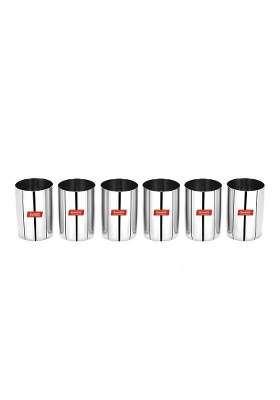 Sumeet Stainless Steel Mirror Finish Circle Shape Heavy Gauge Glass Pcs | 300 ml | 10.1 fl oz | 6.5 cm | 2.6 Inch | 6-Piece Set