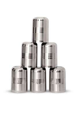 Bartan Star Round Silver Touch Design Heavy Stainless Steel Glasses | 250 ml | 8.5 fl oz