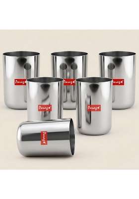 Parage Stainless Steel Heavy Gauge Glass Set Scratch Resistant | 300 ml | 10.1 fl oz | 6.5 cm | 2.6 Inch | 6-Piece Set