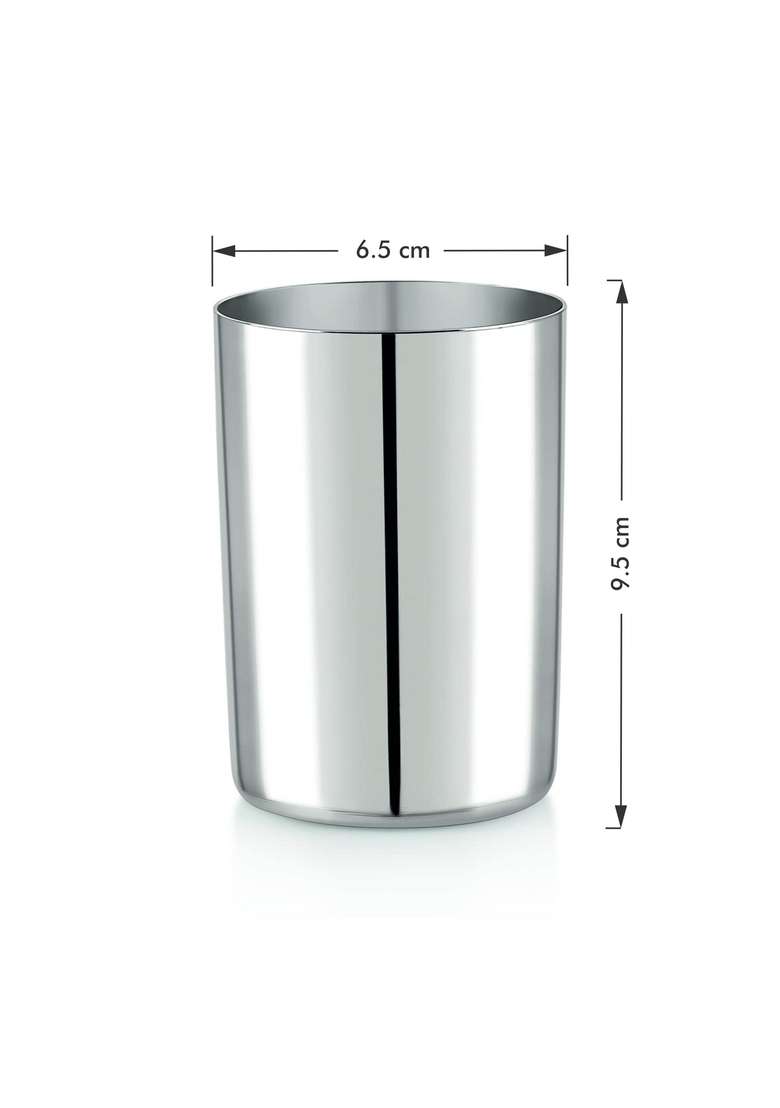 neelam Stainless Steel 7 22 Gauge Lazer Etching Amrapali Glass | 400 ml | 13.5 fl oz | 6-Piece Set - Indya