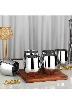 Chakmak Vivo Stainless Steel Glass | 400 ml | 13.5 fl oz | 6-Piece Set | Food Safe