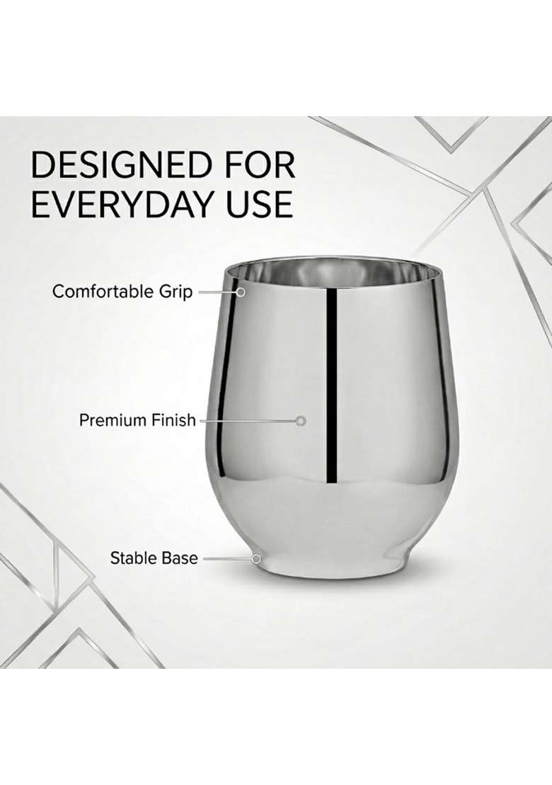 Chakmak Vivo Stainless Steel Glass | 400 ml | 13.5 fl oz | 6-Piece Set | Food Safe - Indya