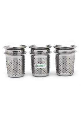 coconut Stainless Steel C2 Series Gemini Glass Set with Laser Engraved Polka Dot | 250 ml | 8.5 fl oz | 6-Piece Set