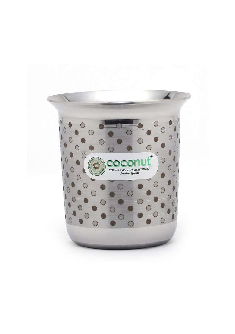 coconut Stainless Steel C2 Series Gemini Glass Set with Laser Engraved Polka Dot | 250 ml | 8.5 fl oz | 6-Piece Set - Indya