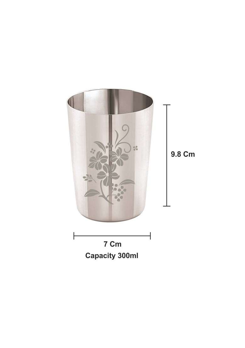 neelam Stainless Steel Laser Etching Neelam Glass | 300 ml | 10.1 fl oz - Indya