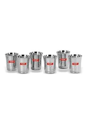 Sumeet Stainless Steel Glass | 300 ml | 10.1 fl oz | 6-Piece Set