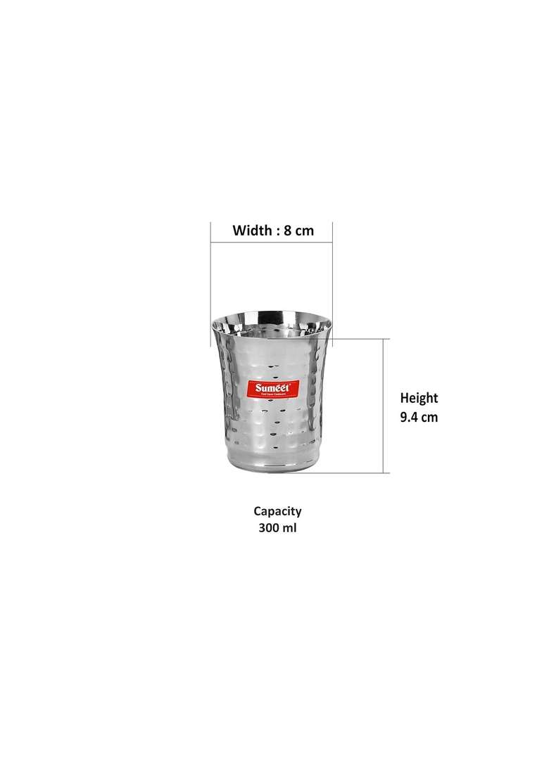Sumeet Stainless Steel Glass | 300 ml | 10.1 fl oz | 6-Piece Set - Indya