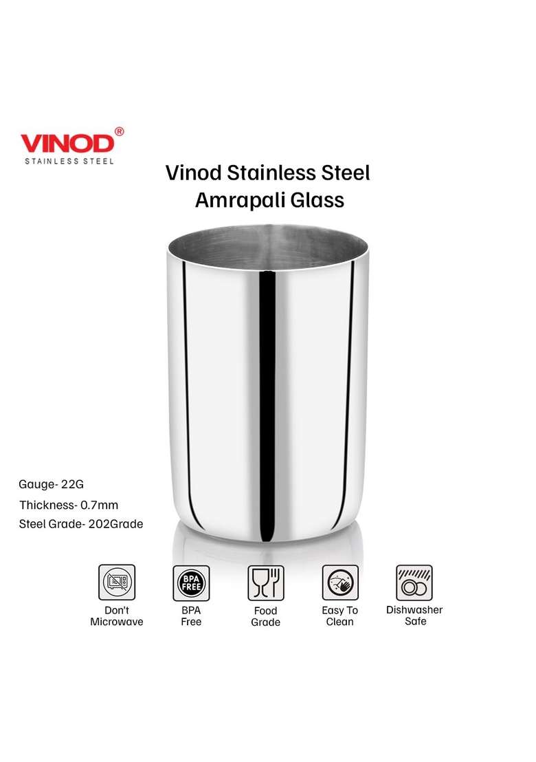 Vinod Stainless Steel Amrapali Glass | 350 ml | 11.8 fl oz - Indya