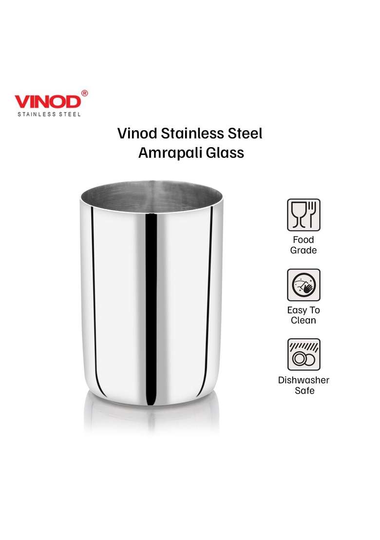Vinod Stainless Steel Amrapali Glass | 350 ml | 11.8 fl oz - Indya